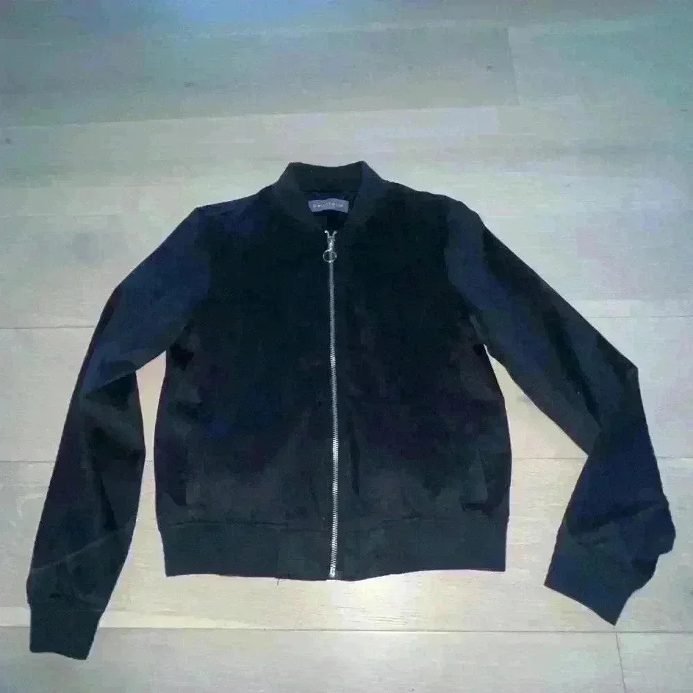 Bagatelle Faux-Suede Embroidered Bomber Jacket sz small S - Picture 3 of 10